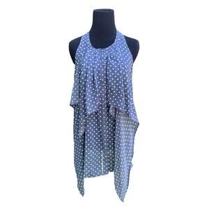 NEW Princess Vera Wang Sleeveless Polka Dot Cascade Front Top XL